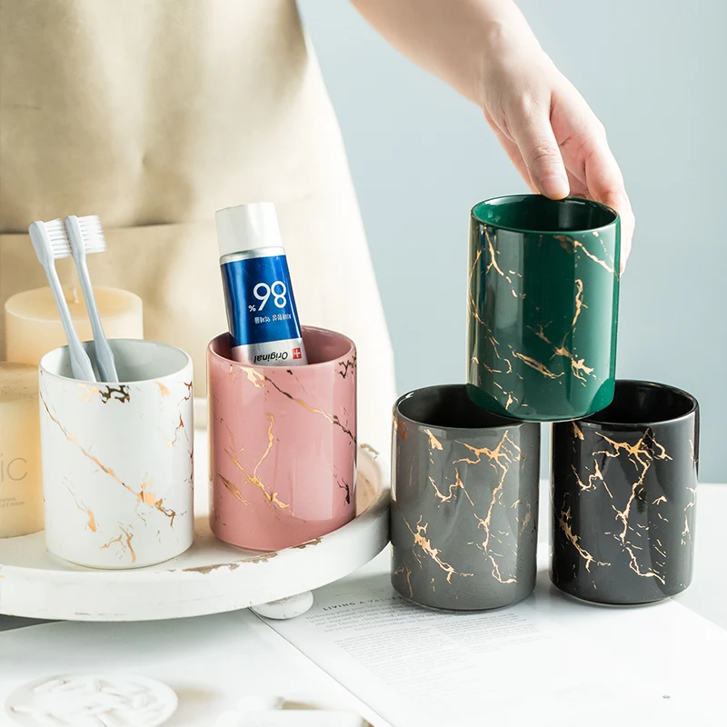 Creative Wash Cup Ceramic Toothbrush Cup Bathroom Ceramic Marbling Mouthwash Cup Toothbrush Holder Bathroom Supplies