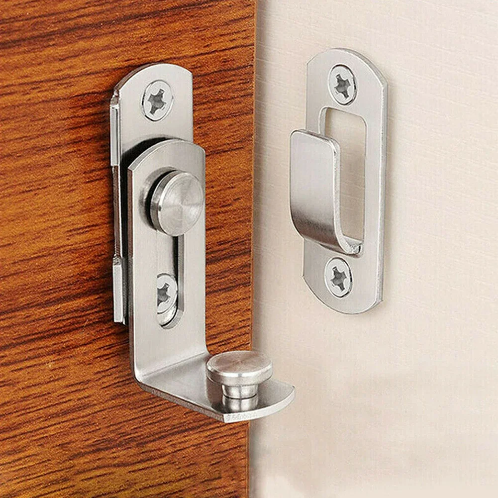 Door Lock 90 Degree Barn Door Latch Bolt Stainless Steel Hook Latch Window Cabinet Locks Hasp Sliding Lock Bolt For Cabinet