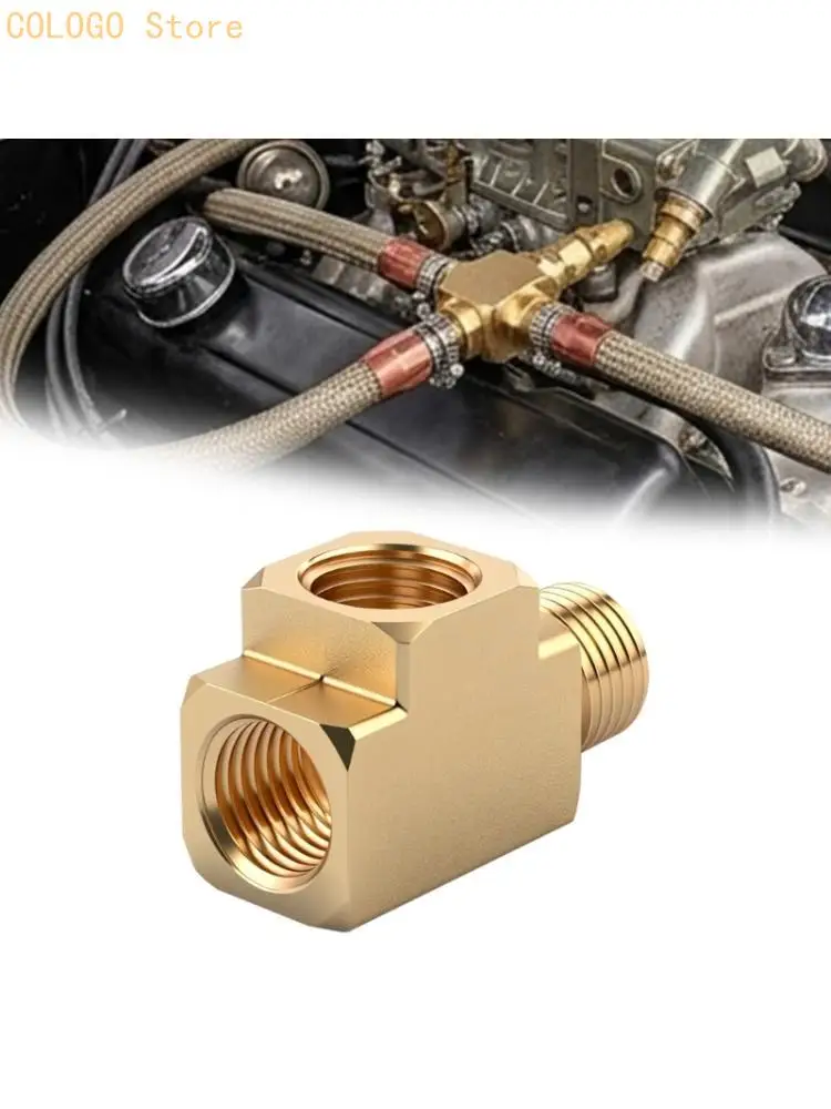 Brass Branch Adapter for Threaded Line Splits, Square Body Pipe Fitting with Male Outlet for Gauge and Fluid Use D0LD