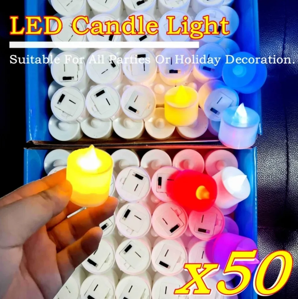 50/24 pçs colorido led simulação vela com bateria tealights interruptor velas sem chama casamento casa decoração de natal mini vela