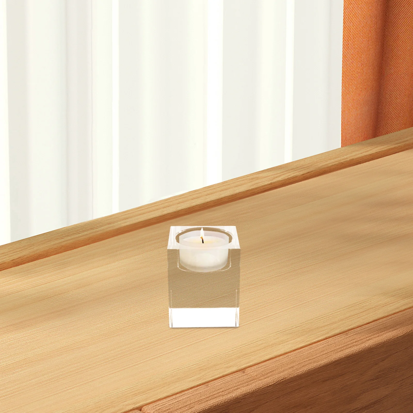 

4Pcs Clear Crystal Square Holders Tealight Style for Wedding Dinner Party Table Centerpiece Home Decor