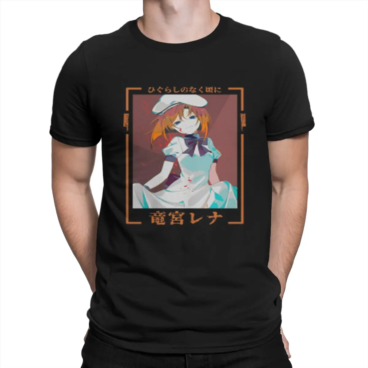 Rena Ryuugu Insane T-Shirts for Men Higurashi No Naku Koro Ni Vintage  Cotton  Short Sleeve T Shirts Original Clothing