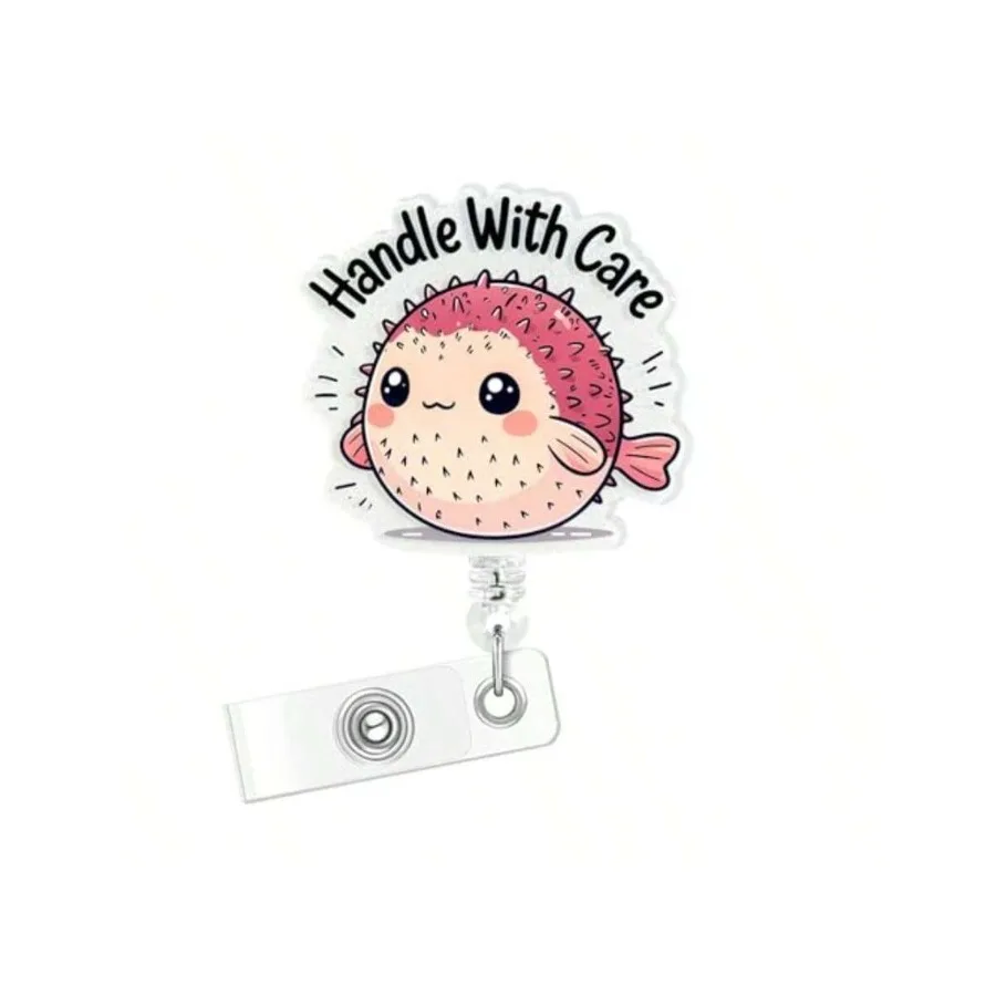 

Nurse Badge Reel Retractable ID Card Holder With Alligator Clip Acrylic Badge Holder Demure Funny Design Demure-1
