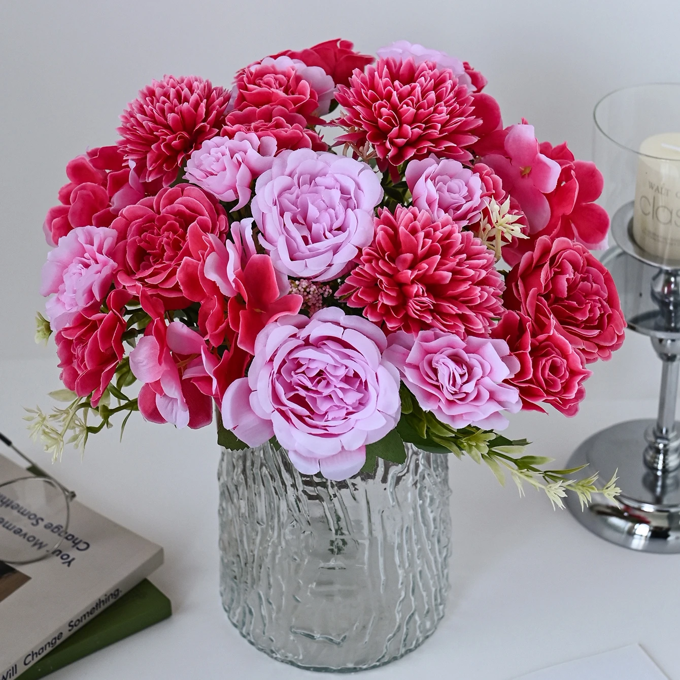 Künstliche Blumen Pionien Hochzeits-Brautsträuße Festival Raum Heim Tisch Dekoration Vase Outdoor Garten DIY Geschenkbox Kranz – Detail 1