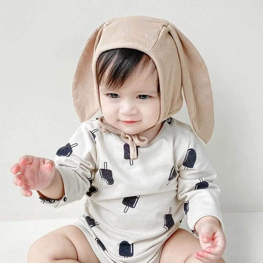 

Ear-Warming Thin Baby Rabbit Ear Hat No Brim Windproof Children's Cap Cotton Cartoon Bonnet Beany Hat Boys Girls
