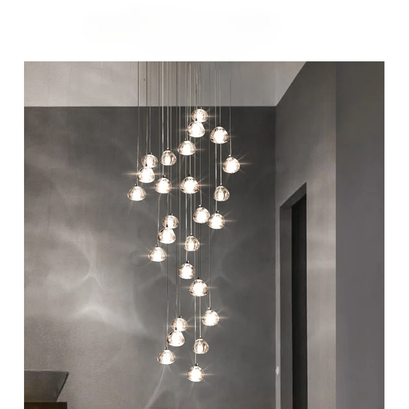 

Modern and minimalist dining room chandelier, staircase chandelier, duplex building, hall glass chandelier, creative personality