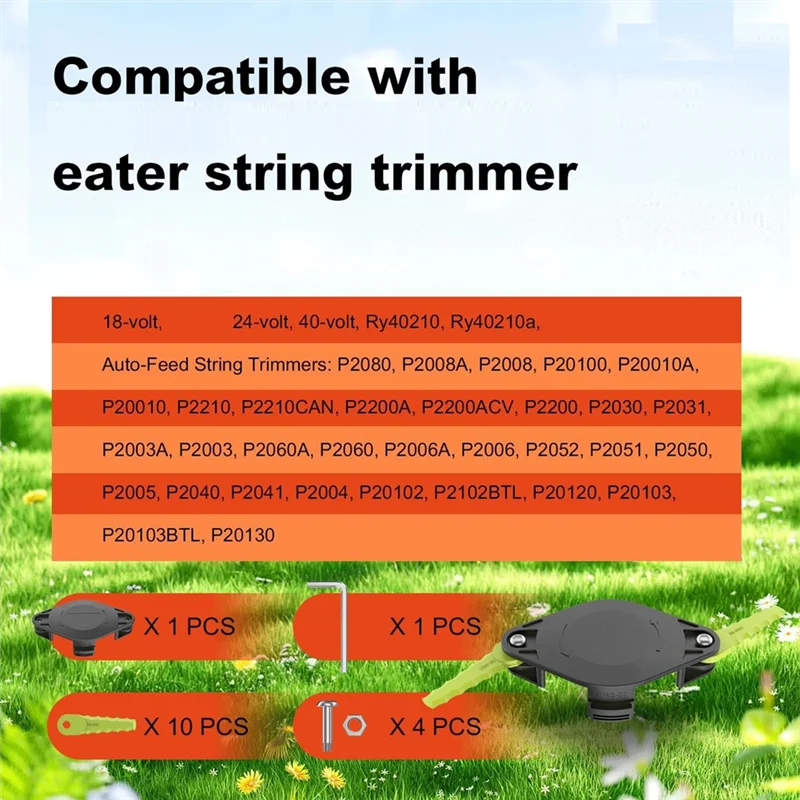 BHBD-Plastic Blades Trimmer Head For Ryobi 18V, 24V, And 40V RY40210, RY40210A Trimmers With 10 Quickload Blades