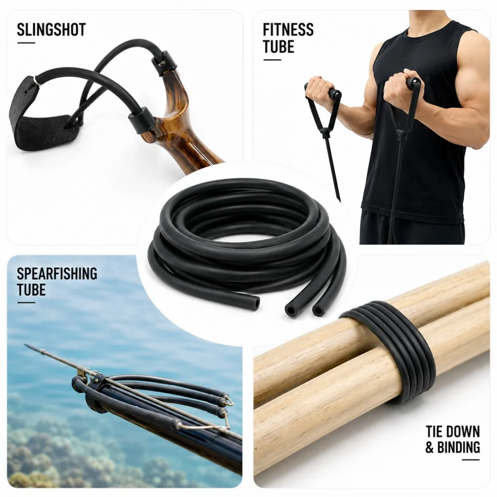Tubo de Látex Natural Negro de 1.5-6mm, Tubo de Goma de Látex Quirúrgico Premium para Torniquete Médico, Trenzas DIY y Entrenamiento Físico