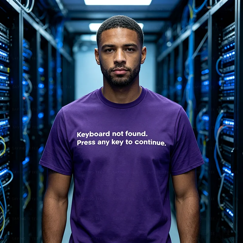 Programmer Computer Nerd Computer Keyboard Not Found Gamer T-Shirt Y2k Programmer Jokes Personalized Saying Tee Gamers T Shirts