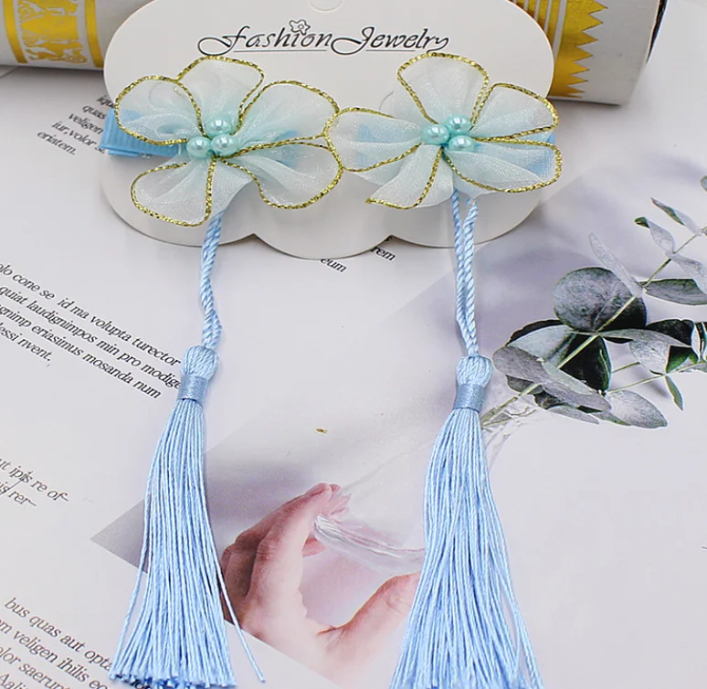 Chinese style hot selling Tang style Hanfu accessories tassel ribbon hair clip pair clip