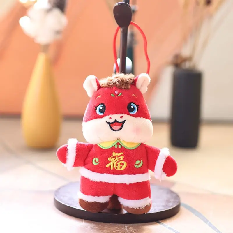 Breloczek Maskotka Roku Konia Delikatny Uroczy Kreskówkowy Strój Tang Mini Zodiakalny Koń Pluszowa Zawieszka Ozdoba do Torby Prezent