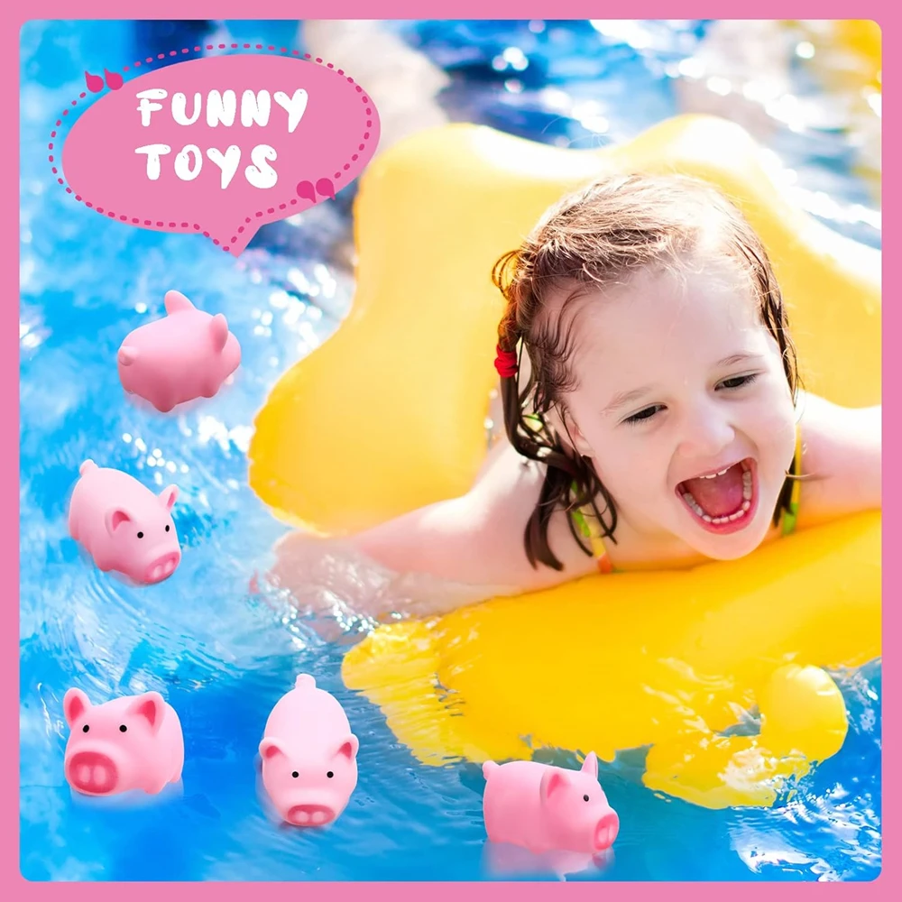 10pcs Mini Rubber Varken Babybadje Speelgoed Roze Piggy Decompressie Ontluchting Speelgoed Float Squeak Speelgoed voor Baby Douche voor kinderen