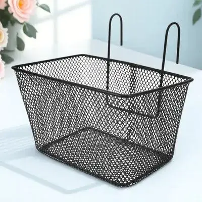 Bike Basket Front Iron Bicycle Handlebar Basket Detachable Large Capacity Sturdy Cycling Storage Convenient Bike Part