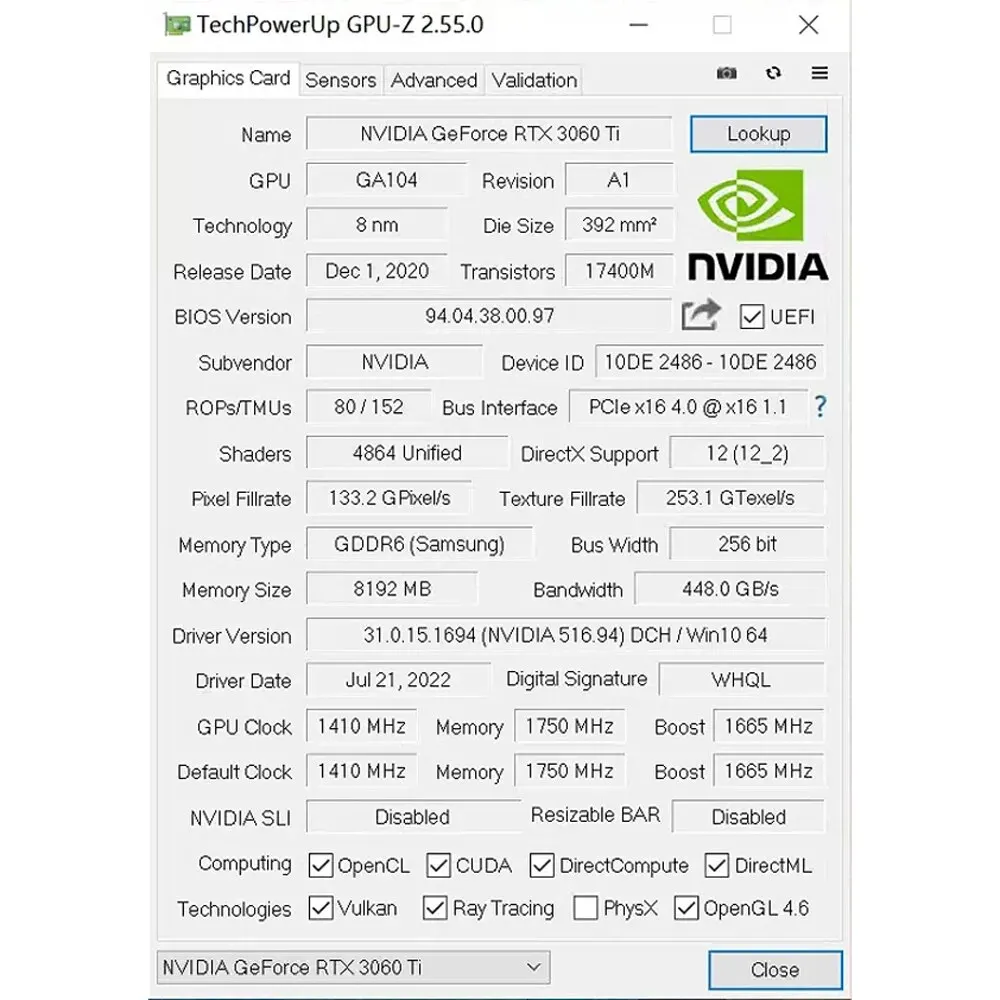 MOUGOL 데스크탑 컴퓨터 그래픽 카드, Nvidia GeForce RTX3060Ti, 8G GDDR6 비디오 메모리 게이밍 카드, PCIEx16, 4.0, 256 비트, 신제품