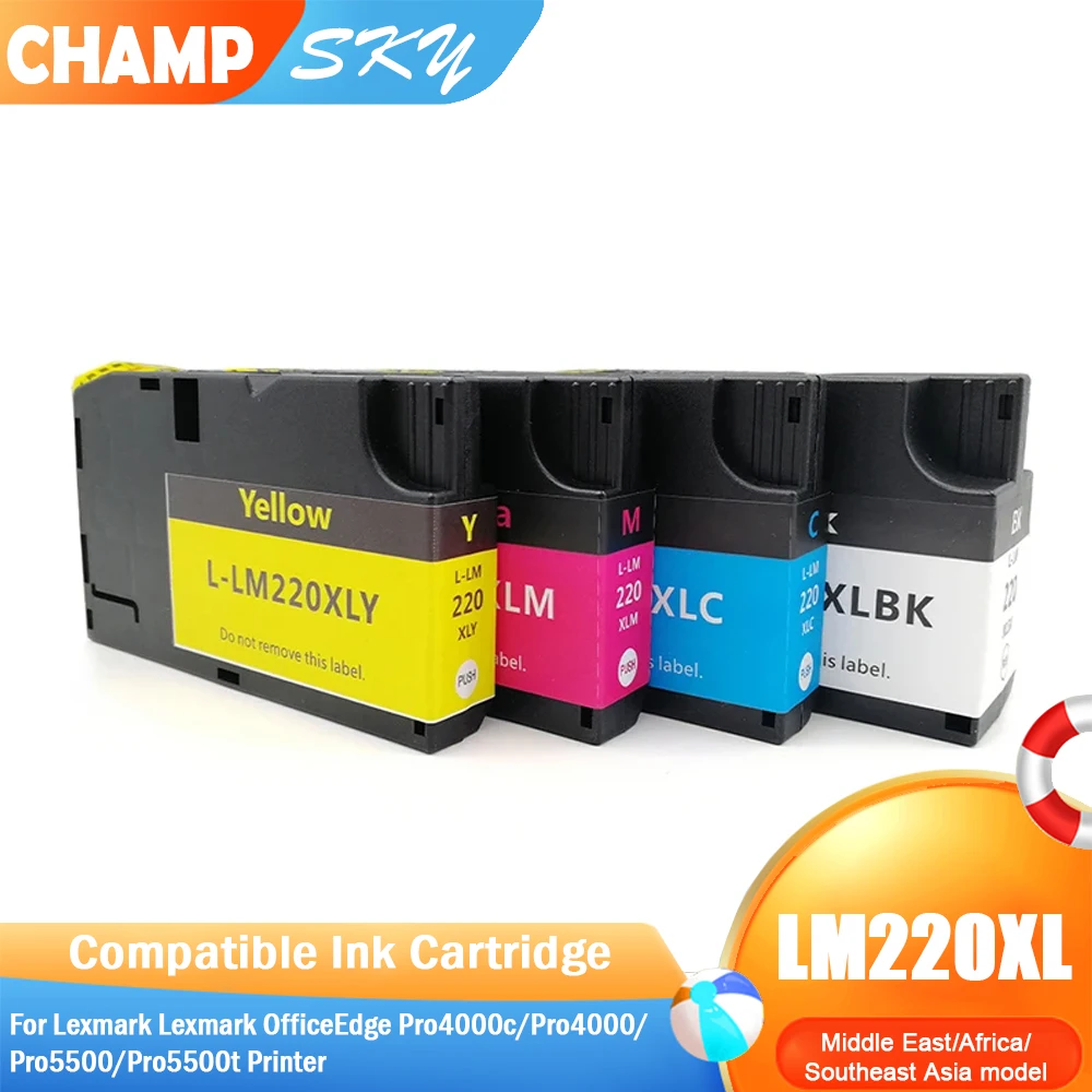 Cartucho de Tinta Compatible Premium Champ Sky 220XL LM220XL para Impresoras Lexmark OfficeEdge Pro 4000c 4000 5500 5500t