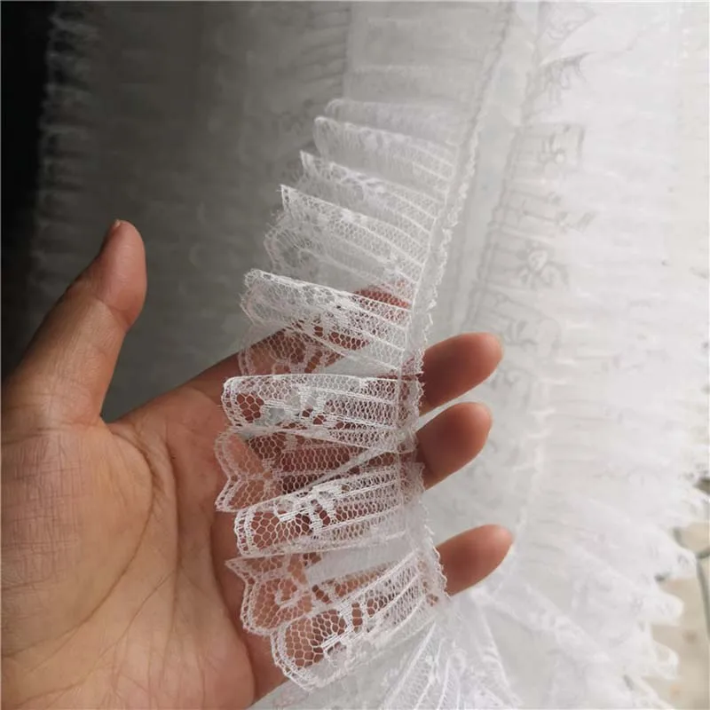

1Lot/50Yds Embroidery White Lace Fabric Trim Ribbon DIY Sewing Applique Collar Ruffle Craft Christmas Guipure Decor