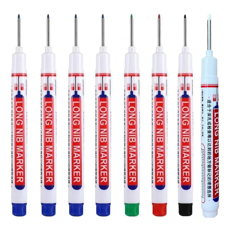 8 Teile/satz 20mm Tiefe Loch Lange Spitze Kopf Marker Für Metall Perforieren Stift Wasserdicht Bad Holzbearbeitung Dekoration Multi-zweck