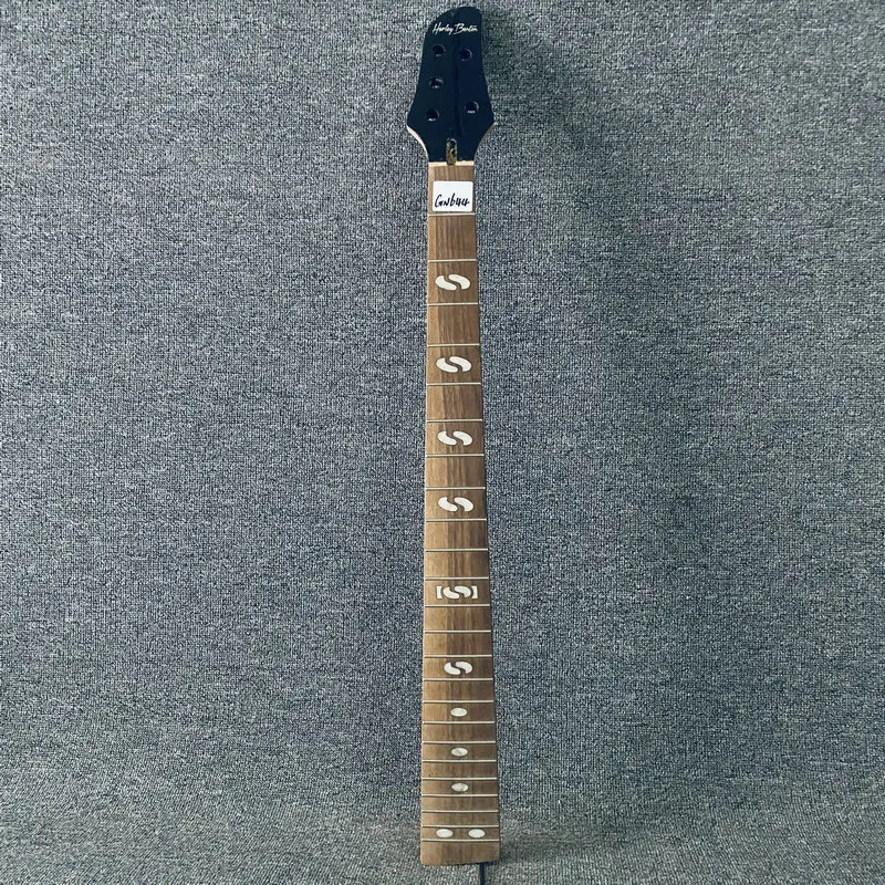 GN644  Black Color 5 String Electric Bass Unfinished Genuine and Original HB Bass Neck 24 Frets Damages DIY Replace