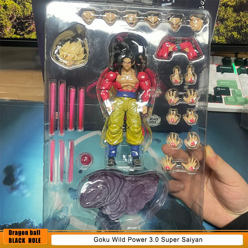 블랙홀 액션 피규어: 드래곤볼 SHF 손오공 와일드 파워 3.0, 슈퍼 사이어인 애니메이션 액션 피규어, 매우 포즈 가능한 수집용 장난감