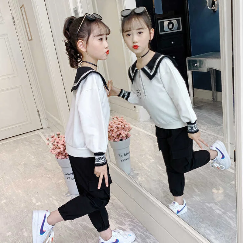 

Girls Suit Sweatshirts +Pants Cotton 2Pcs/Sets 2022 White Spring Autumn Thicken Comfortable Suits Sets Kid Baby Children Clothin