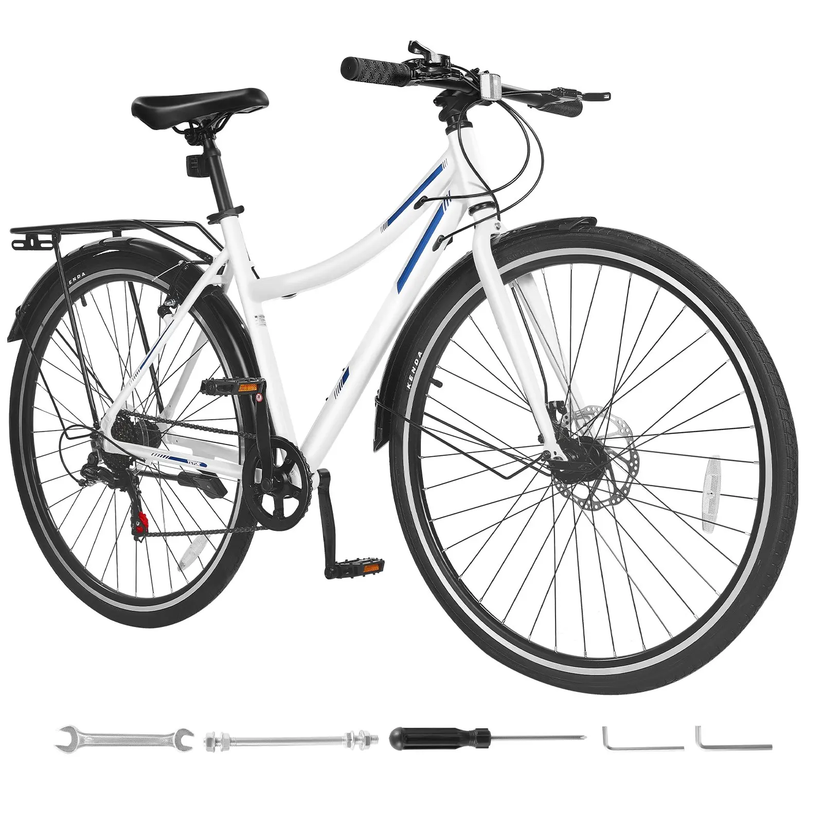 

Hybrid Bike, Lightweight Aluminum Frame Bike, 700c Wheel Men And Women Hybrid Bicycle, Step-Through Adult Urban City Commuter