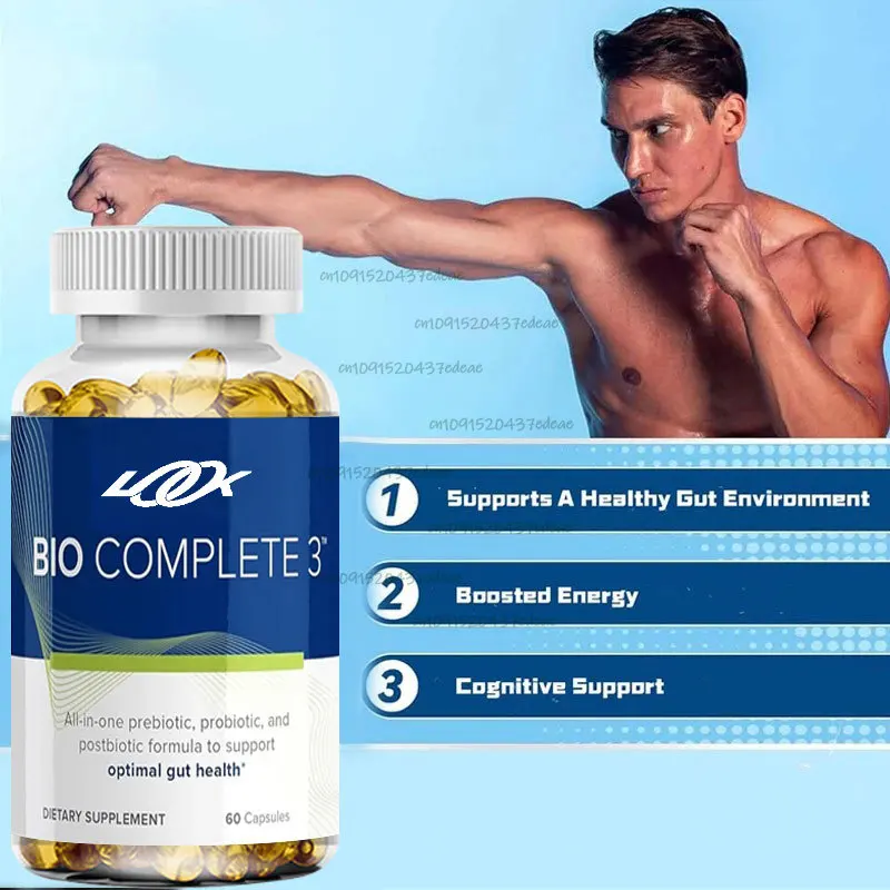 Bio Complete 3 Probiotics Optimize Gut Health and Promote Metabolism, 3-in-1 Supplement-60 Extended Release Capsules