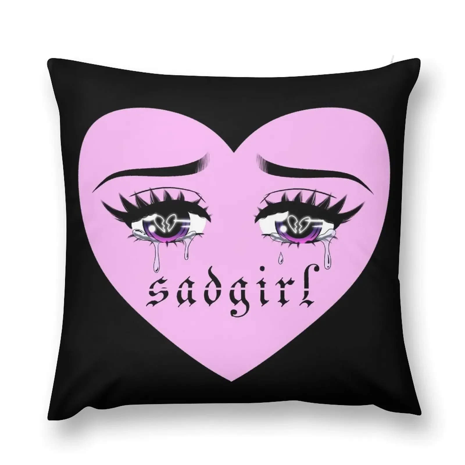 

Crying Sad Girl Anime Eyes Pink Heart Throw Pillow Pillowcases Cushion Covers Sofa Covers For Sofas Sofa Cover New year pillow