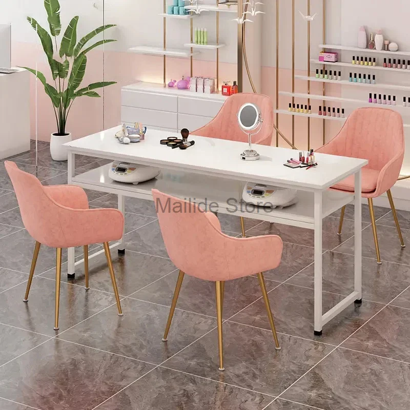 Mesas de manicura simples japonesas, mesas de uñas profesionales de lujo ligeras, muebles de salón de belleza, MESA DE MANICURA individual y doble