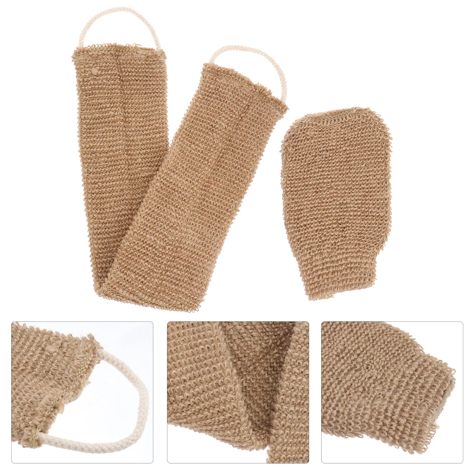

2Pcs Back Scrubber Bath Towel Exfoliator Loofah Gloves Long Straps Body Cleaning Dead Skin Removal Facial Brush