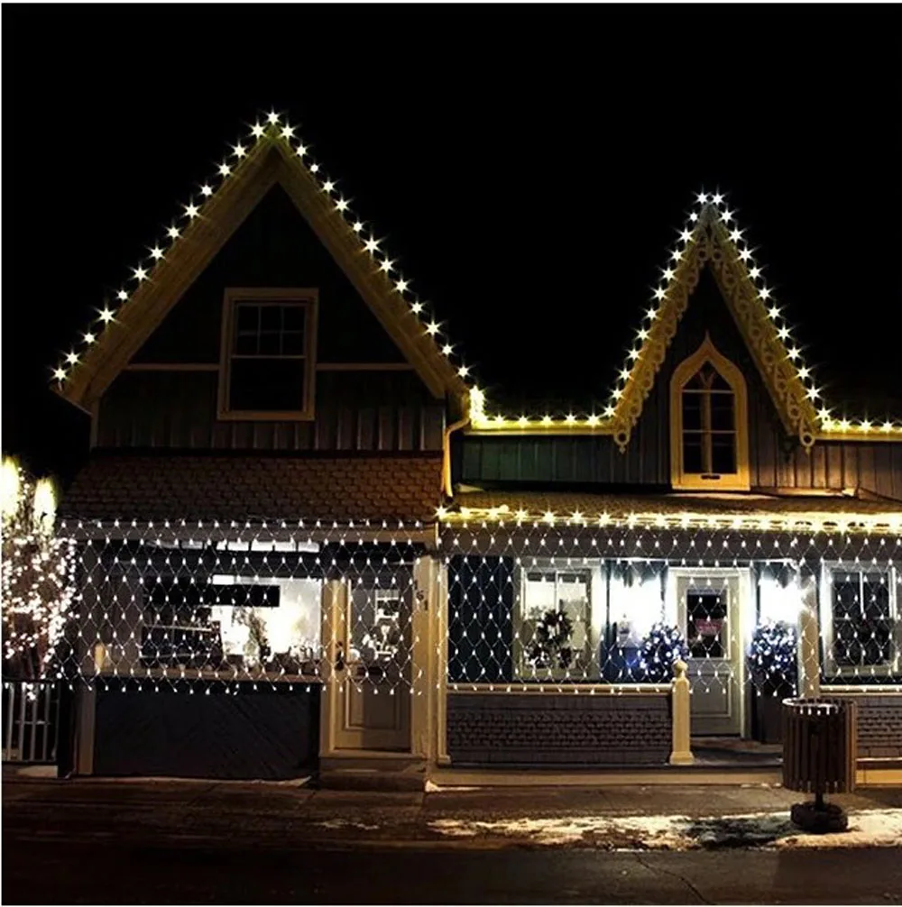 Wasserdichte 8 Modi LED Fischnetz Lichterkette im Freien 2 * 2/3 * 2M Girlande Fee Vorhang Lichter für Garten Party Weihnachtsdekoration – Detail 18