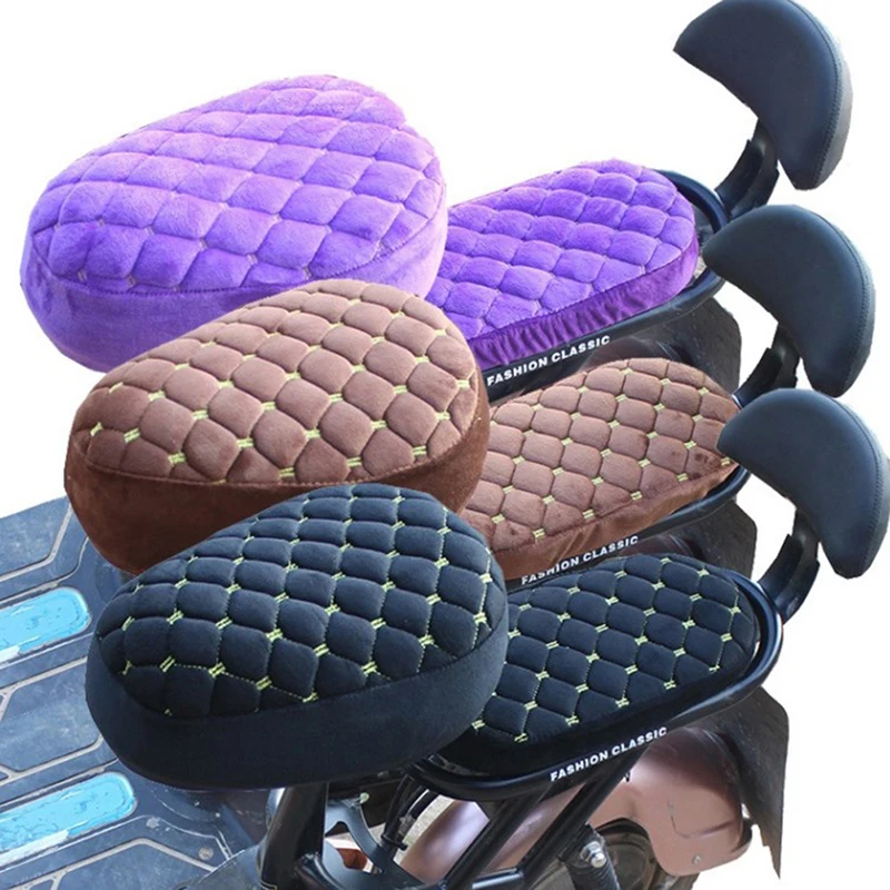 1 Piece Autumn And Winter Electric Car Cushion Cover Four-season Universal Thickened Velvet Warm Bicycle Seat Cushion Cover