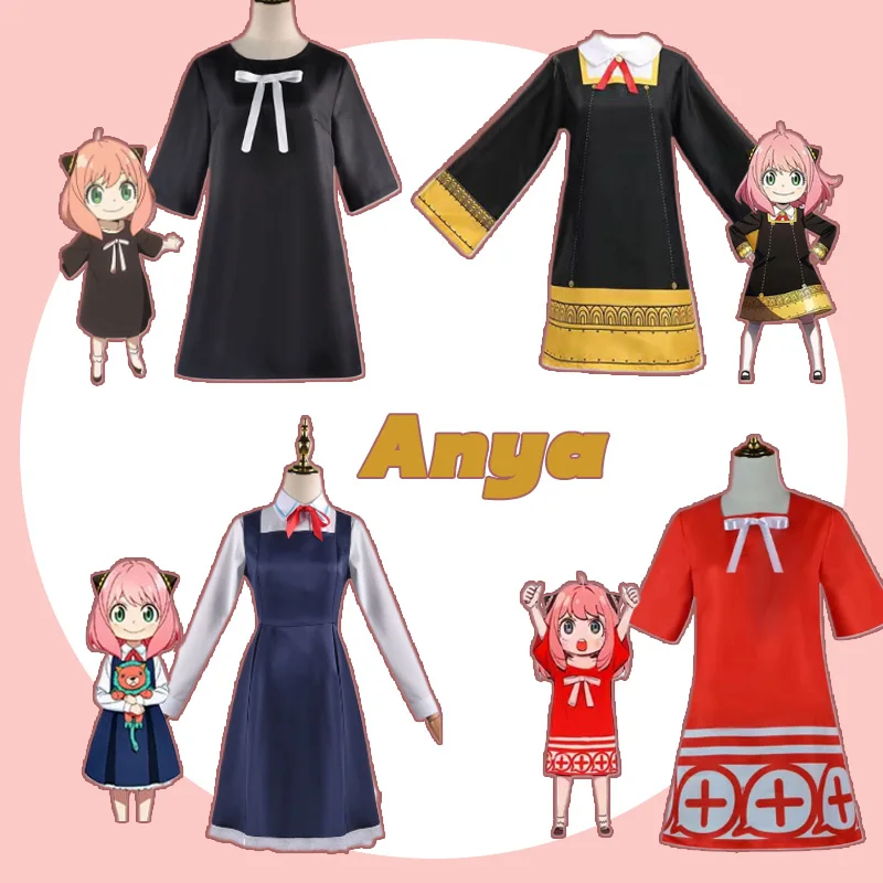 Anya Forger Family Costume Set Cosplay Event Anime Pink Wig Socks Head Ornament Dress Up Party Costumized Women Girl Adult Kids