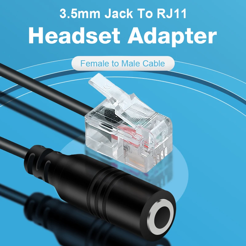 Original 3.5mm To RJ11 Audio Adapter Convertor For PC MIC Headset Connect Telephone Wire Male To Female Universal 3.5 Jack Cable