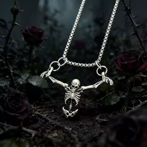 1Pc Hip-Hop Retro Necklace, Euro-American Bold Skull Halloween New Arrival Jewelry