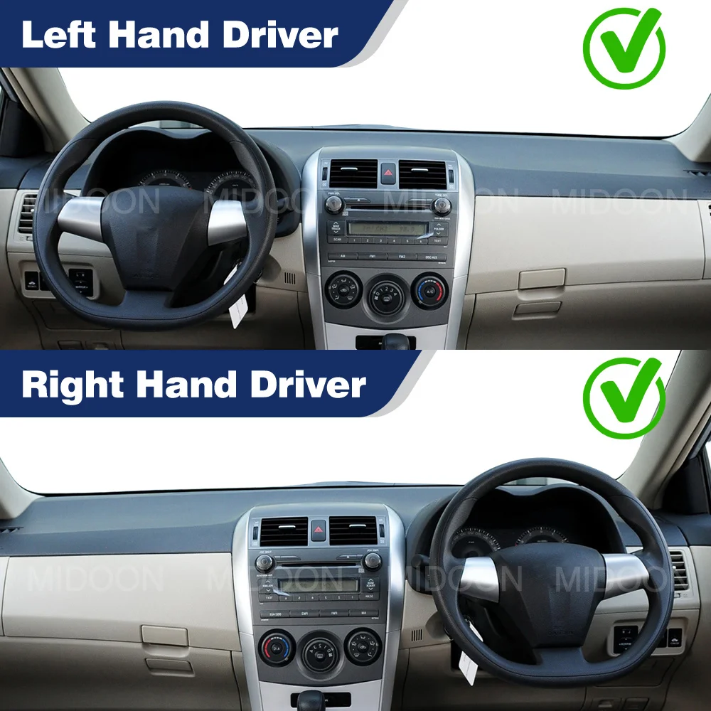 MIDOON Car Dashboard Cover For Toyota Corolla 2007-2013 Dash Mat Sun Shade Anti-UV Carpets Car Accessories