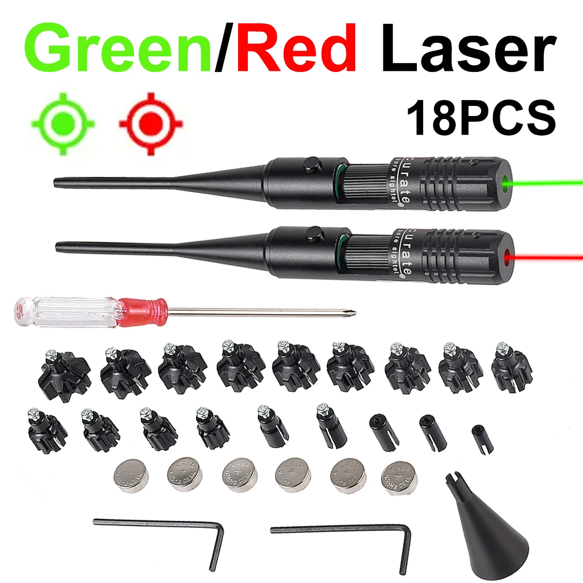 

18PCS Adapter Green/Red Laser Calibrator Aluminum Alloy Calibrator Turn-Free Laser Calibrator Cross-border Aiming Instrument