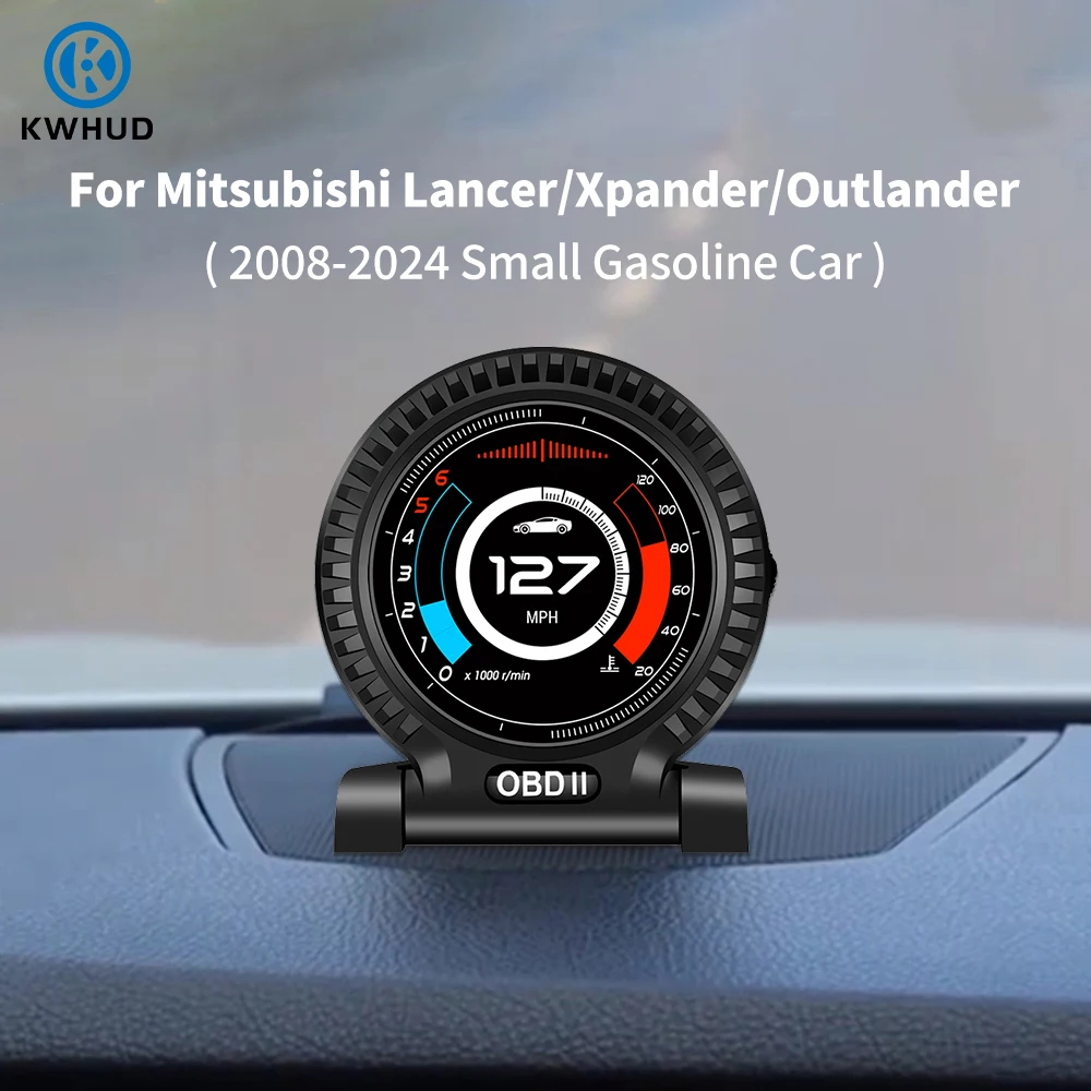 

KWHUD HUD OBD2 Display Car Speedometer RPM Tachometer Oil Temperature Meter for Mitsubishi Lancer/Xpander 2008-2024 Gasoline Car