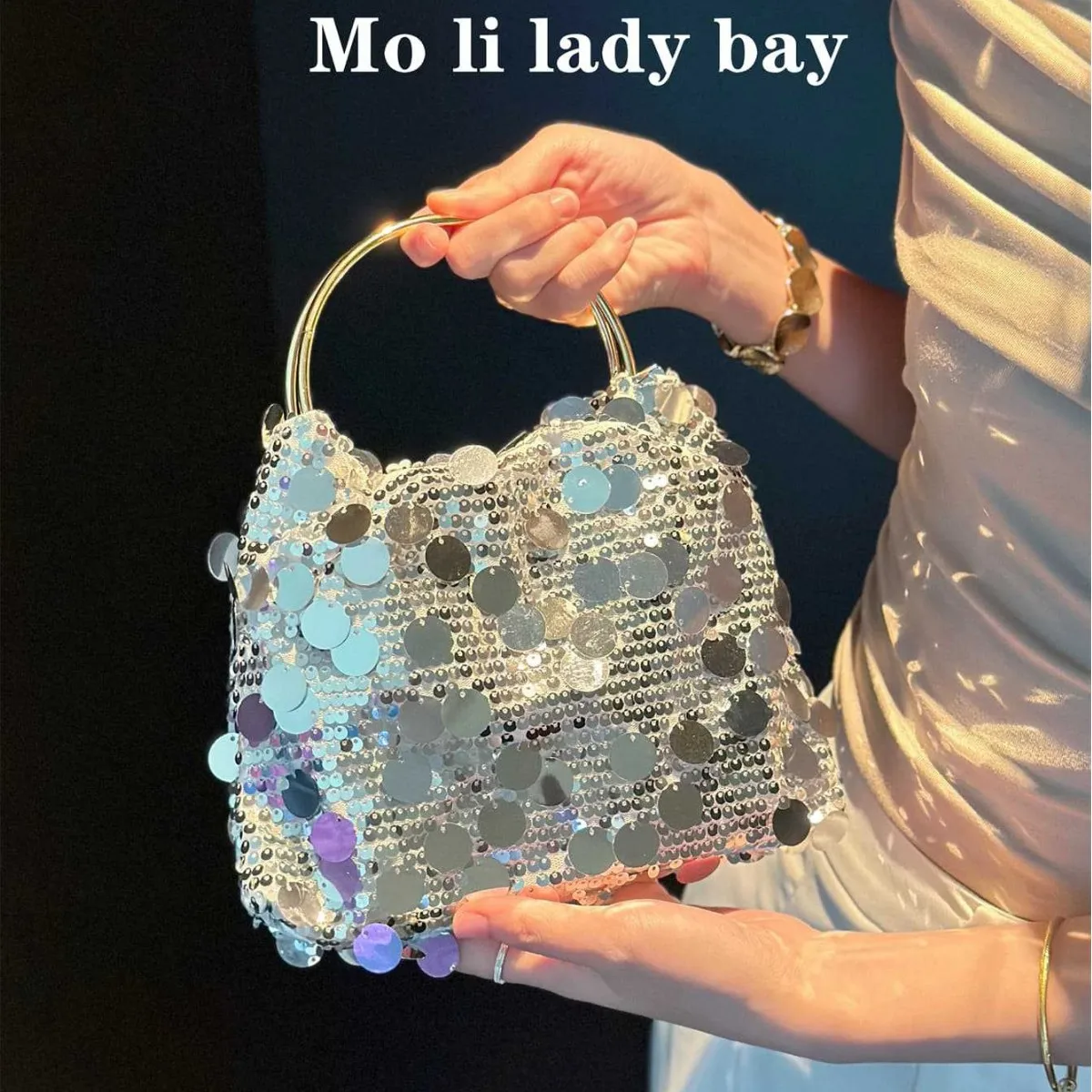 كاندي اللون الترتر حقائب السهرة للنساء مقبض دائري حقيبة نسائية جديدة مخلب السيدات حقيبة يد فاخرة ومحفظة الزفاف المحافظ