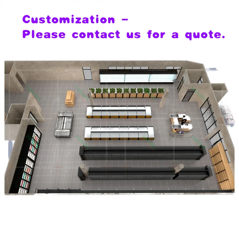 custom.Heavy-Duty Single-Sided Metal Supermarket Rack One-Stop Retail Store Service Display Equipment Layout Design Supermarket