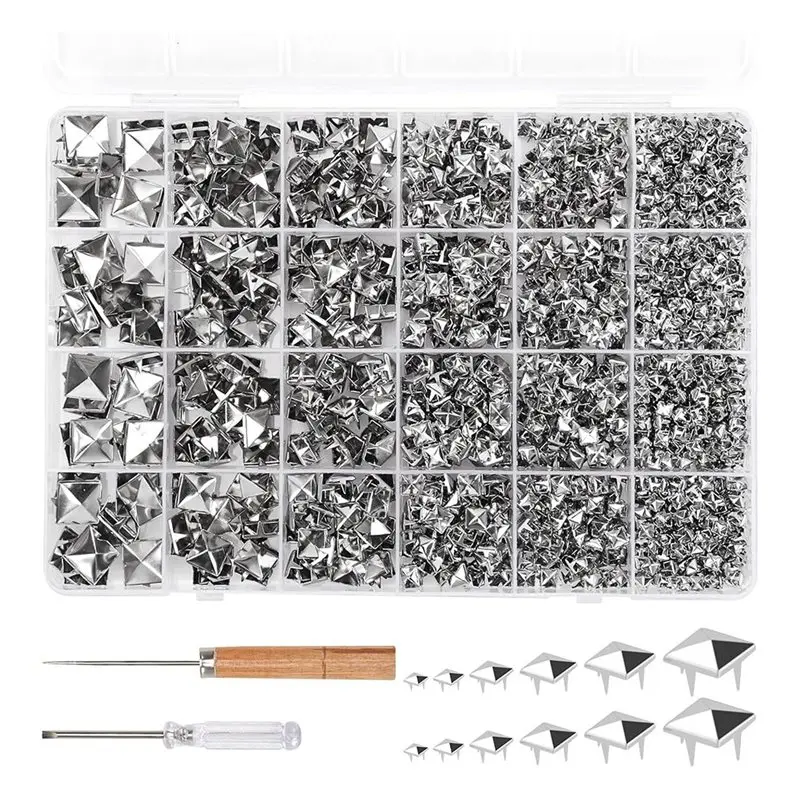 

For Clothing For Leather Jacket Bag Crafts 1222 Pcs Square Pyramid Studs Prong Studs Punk Metal Spikes And Studs Rivets