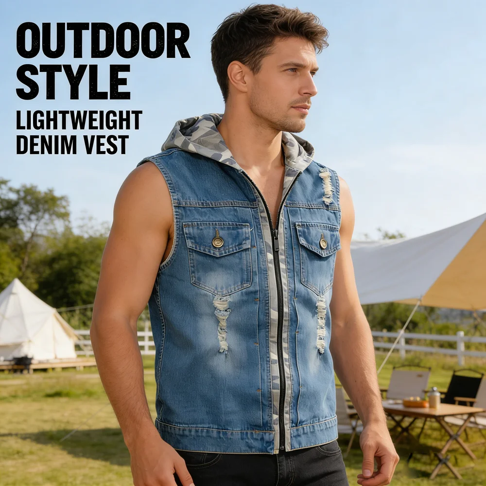 Gilet in denim mimetico da uom - Men'S Fashion Vest With Jeans recensione e prezzo
