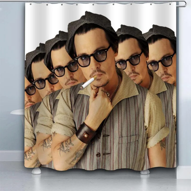 Polyester Fabric Custom Skull Cute Actor Johnny Depp Shower Curtain Modern Bathroom Curtain Waterproof Bath Curtain 0826