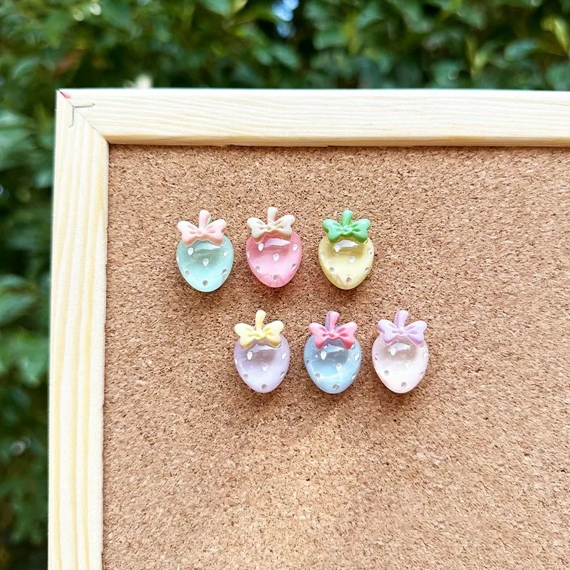 6pcs Creative Push Pin Macaron Cute Transparent Strawberry Soda Softboard Felt Photo Wall Message