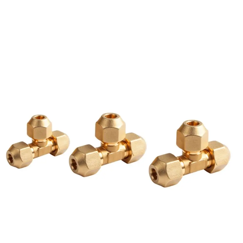 SAE-Standard Flare Fitting Connector 3-Way Design Brass Material Tube Coupler Adapter Multiple Sizes Male Thread