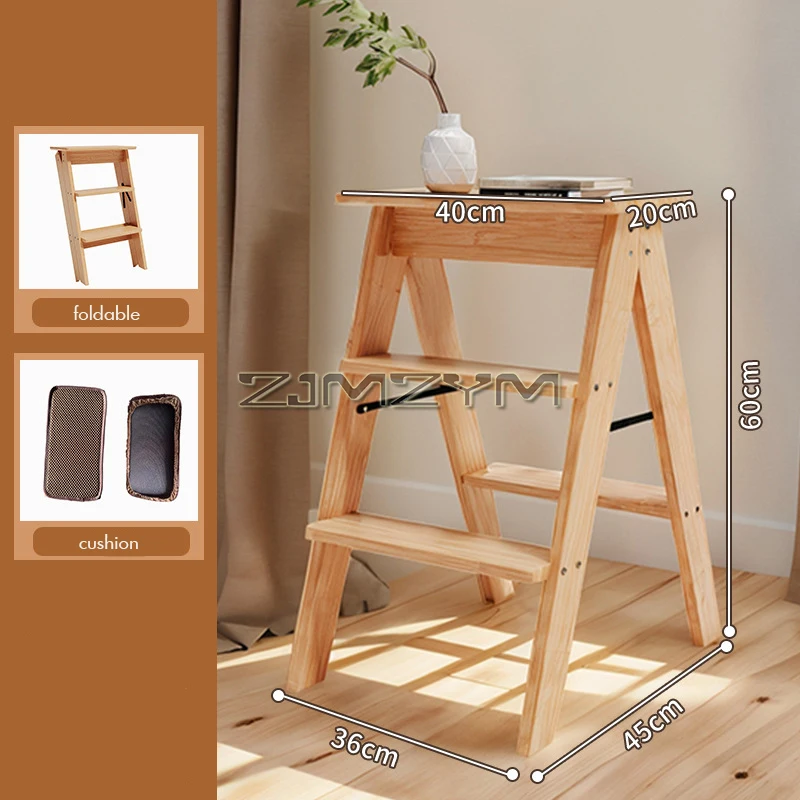 3 Step Ladder, Folding Step Stool with Wide Pedals Portable Step Ladders Counter Chair for Home, Kitchen, Office, 100KG