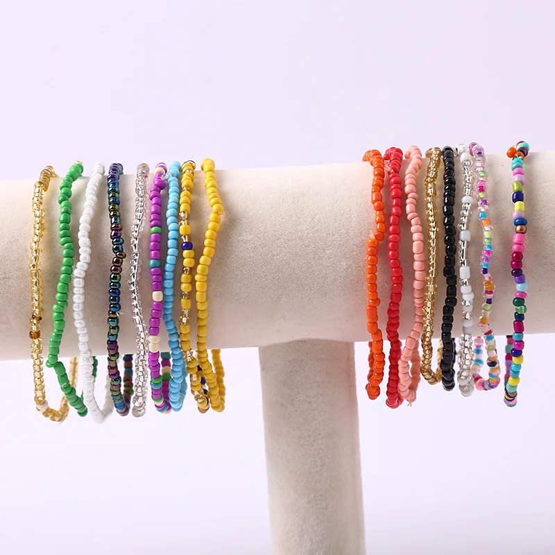 17Pcs Bohemian Elastic Beaded Bracelet Set For Women Stackable Stretch Bangle Girls Colorful Boho Beach Rainbow Handmade Jewelry