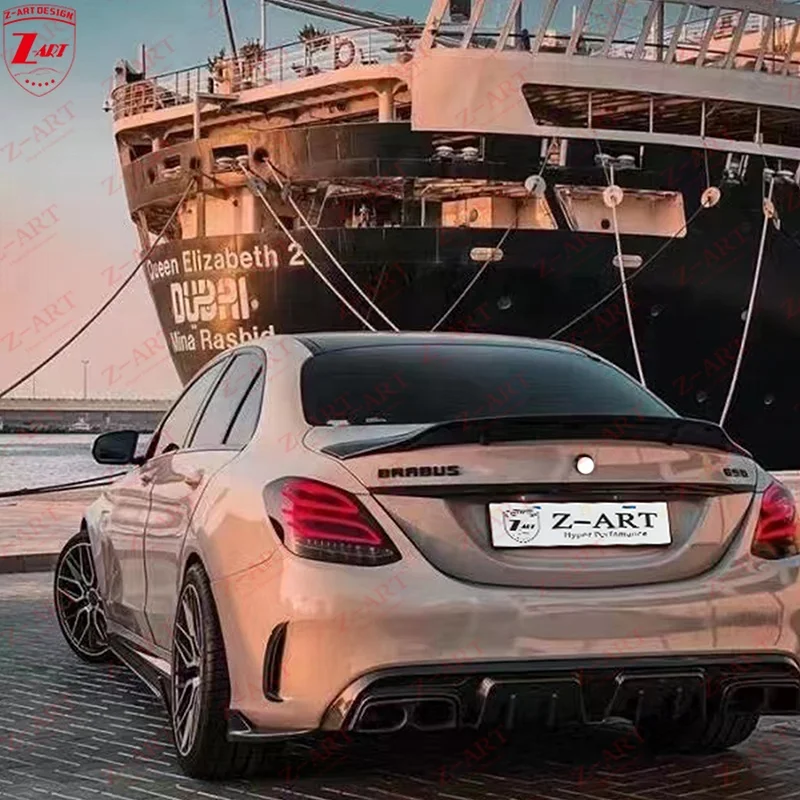 Z-ART 2015-2021 carbon fiber rear diffuser for C63 rear lip for  maybenz W205 C63 B style carbon fiber rear lower spoiler