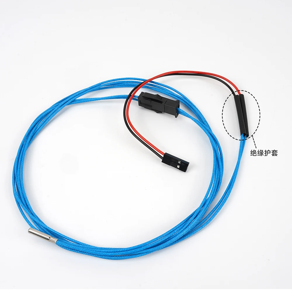 Torlipy PT1000 PT100 3D Printer Thermistor Cartridge Kit For E3D V6 Volcano Heater Block High Temperature Printing Blue Cable