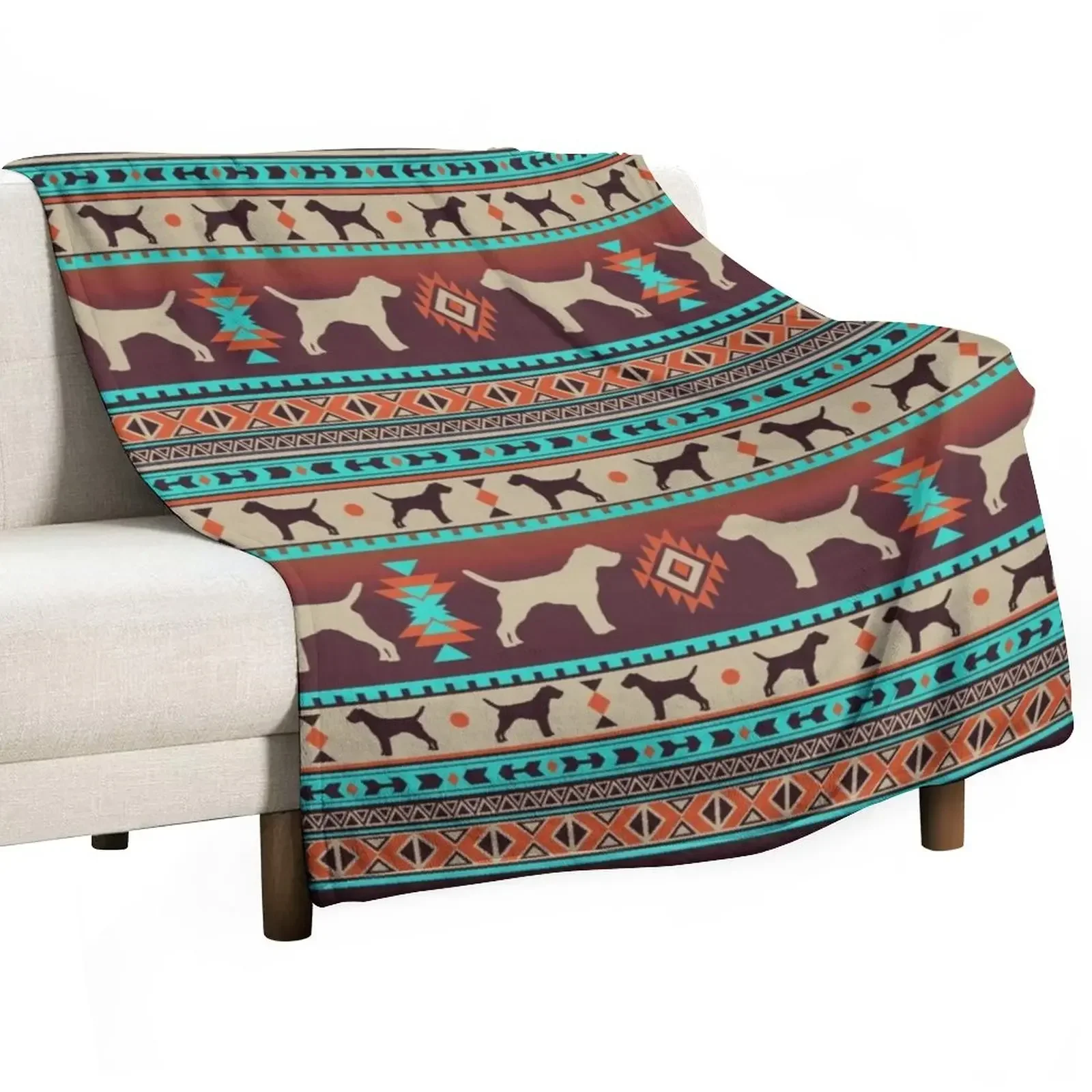 

Boho dogs | Border terrier sunset Throw Blanket Luxury Brand Bed Softest Decorative Sofas Blankets