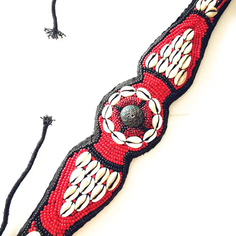 HDC0632 Tibetan Hand Sewed Shell Waistband Lady Decor Belt Multi Colors